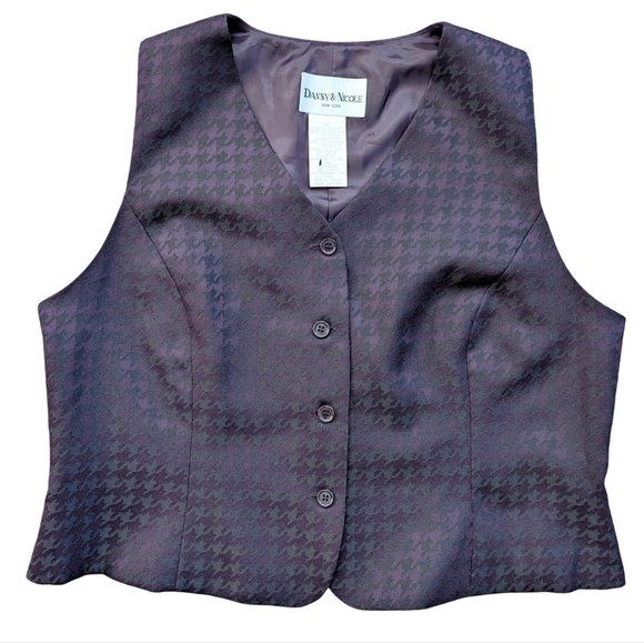 Danny & Nicole Jackets & Blazers - Danny & Nicole Vintage Purple Houndstooth Button Up Vest Size 14P